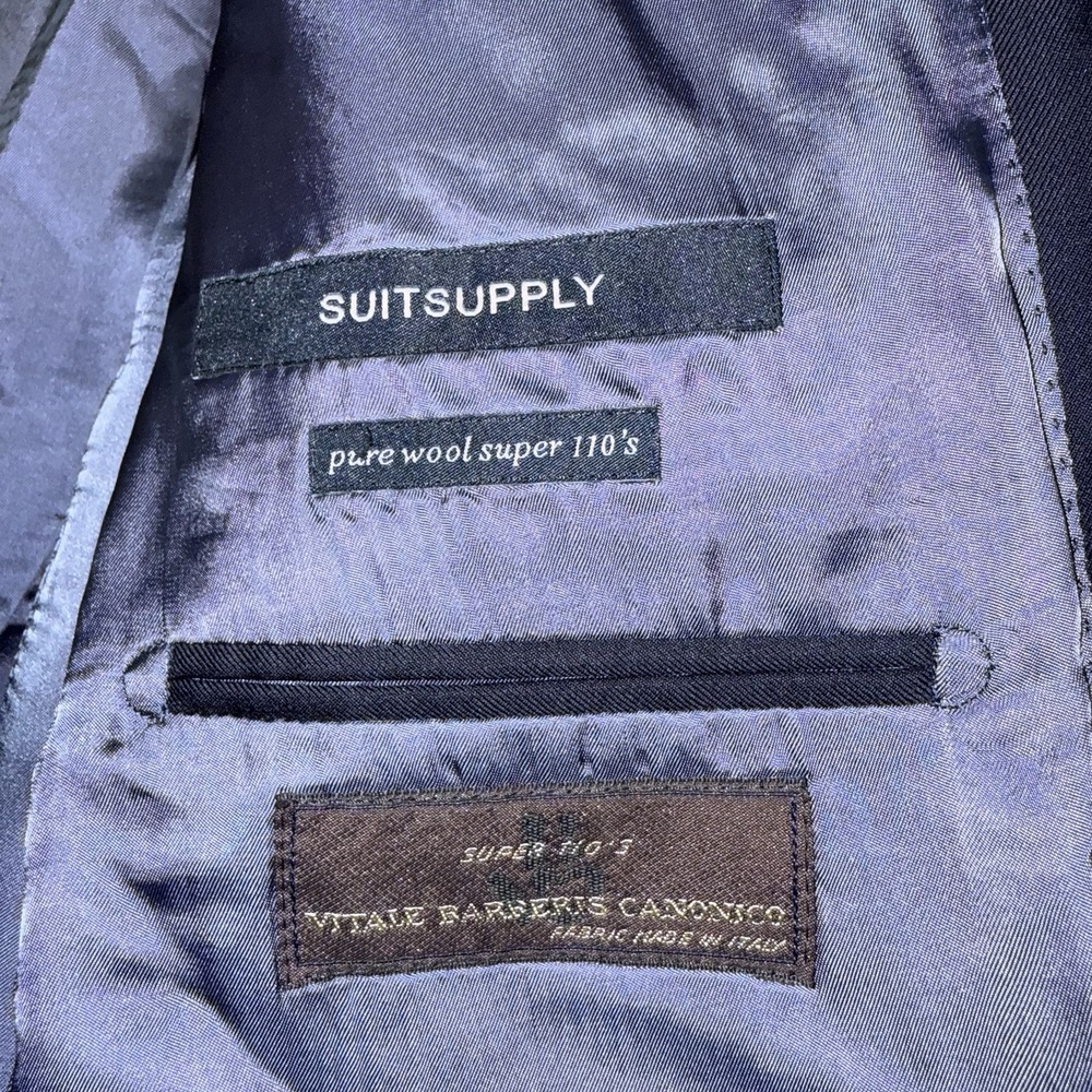 Suitsupply Pure‎ Wool Super 110's Vitale Barberis Canonico Blazer Men's 38R Blue - Picture 9 of 9